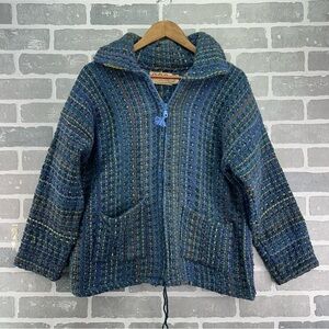 Unisex Ecuadorian Clothing Company ZIP Up Blue Hooded Sweater Jacket